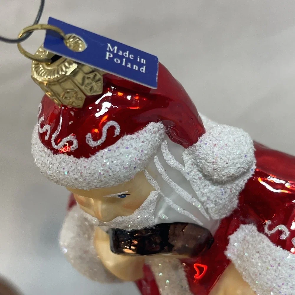 Blown Glass Santa Christmas Ornament 6.5